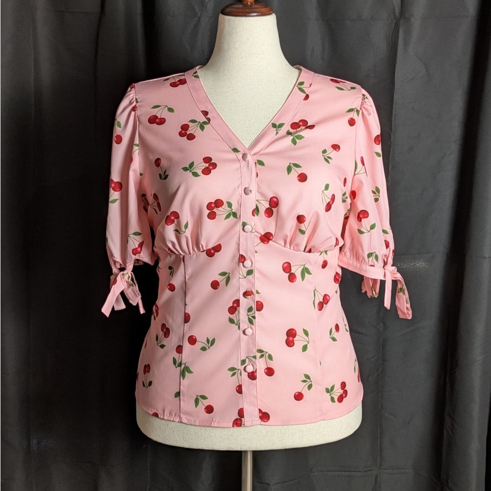 Vintage Cherry Blossom Pink Blouse